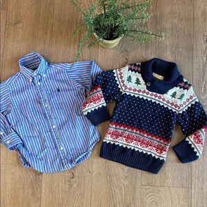 ((2 PIECE)) RALPH LAUREN AND SWEET MAGNOLIA 100% COTTON TODDLER BOY BUNDLE SZ 3T